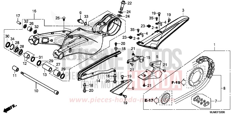 SCHWINGE von VFR800X "Crossrunner" CANDY PROMINENCE RED (R342) von 2017